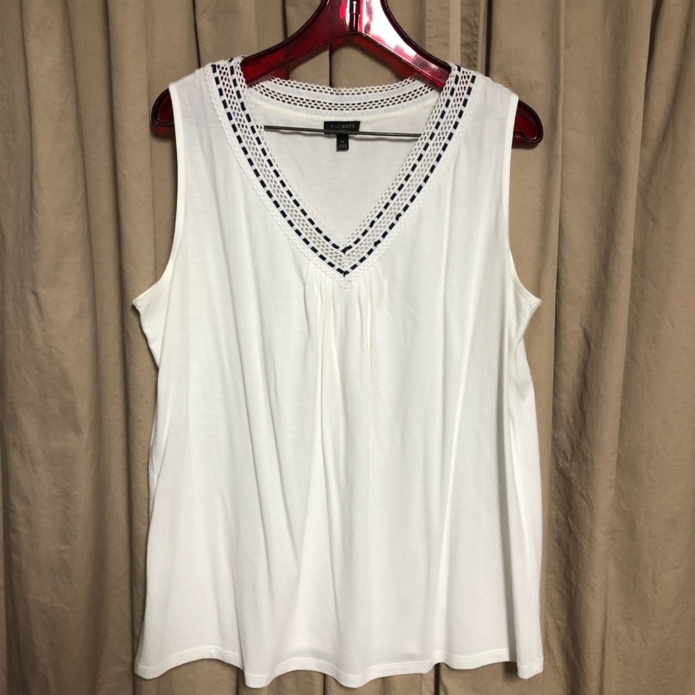 Talbots Sleeveless Cotton Vneck Blouse 1X